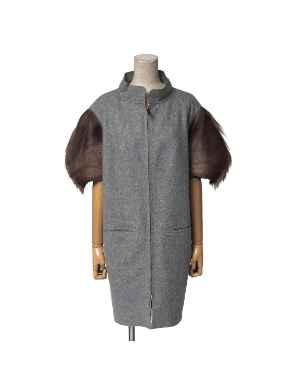 Fendi Coat 38 Stand Collar Fur